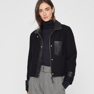 Club Monaco Cropped Wool & Leather Combo Jacket